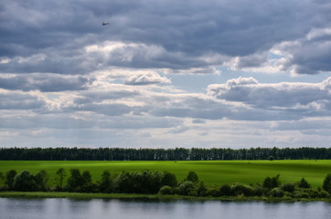 landscape with river and blue sky