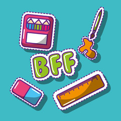 bff school crayons ruler eraser brush art