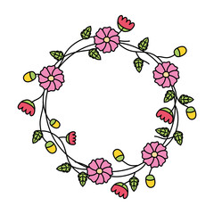 wreath with flowers and leaves