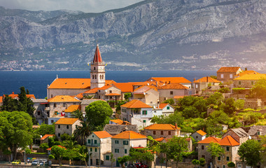 Postira on Brac island skyline view, Dalmatia, Croatia. Postira on Brac island skyline view, Dalmatia, Croatia. Gorgeous view on village Postira on Brac island, Croatia.