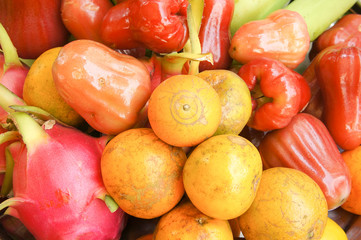 fresh mixed fruits on plate 