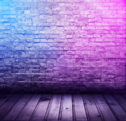 bricks room with neon lights