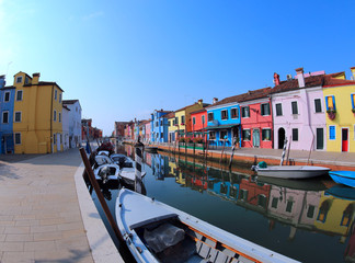 Fototapeta na wymiar Colored houses of Burano Island a small isle near Venice