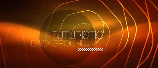 Neon glowing wave, magic energy and light motion background. Vector wallpaper template