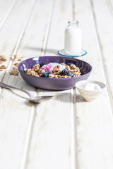 Breakfast Muesli Granola Cereal with Fresh Fruit & Yoghurt