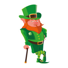 saint patrick lemprechaun with cane character