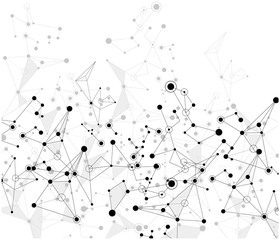 White global communication background with grey abstract network pattern.