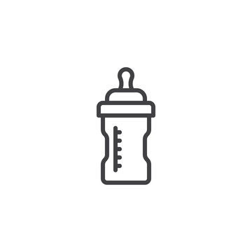 Baby milk bottle line icon. linear style sign for mobile concept and web design. Feeding bottle outline vector icon. Symbol, logo illustration. Pixel perfect vector graphics
