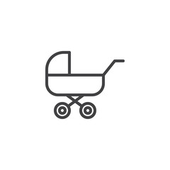 Baby carriage, pram line icon. linear style sign for mobile concept and web design. Stroller outline vector icon. Symbol, logo illustration. Pixel perfect vector graphics
