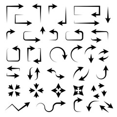 Black set of arrows. Hand drawn sketch