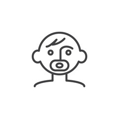 Baby boy with a soother line icon. linear style sign for mobile concept and web design. Child with pacifier outline vector icon. Symbol, logo illustration. Pixel perfect vector graphics