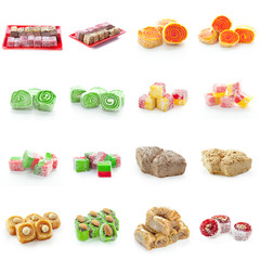 Set of turkish delight isolated on white
