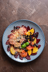 Salad of red orange, beet, orange.