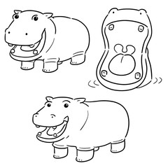 vector set of hippopotamus