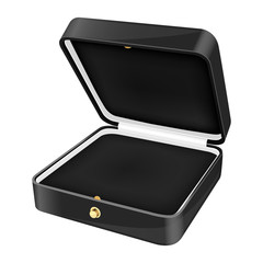 Black jewelry box. Open empty box