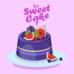 Delicious Berry Cake Cartoon Social media Banner