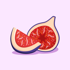 Sweet Ripe Figs Flat Color Vector Illustration
