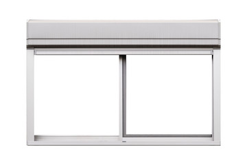 Sliver metal window frame isolated on white background