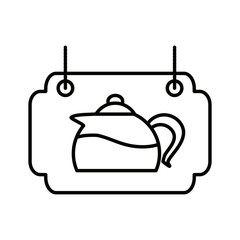 label of wooden with teapot kitchen