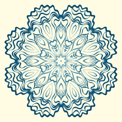 Handdrawn Pattern With Round Floral Mandala. Vector Illustration. Oriental Pattern. Indian, Moroccan, Mystic, Ottoman Motifs. Anti-Stress Therapy Pattern.