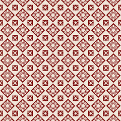 Abstract Vector Seamless Pattern With Abstract Geometric Style. Repeating Sample Figure And Line. For Fashion Interiors Design, Wallpaper, Textile Industry. red rose color