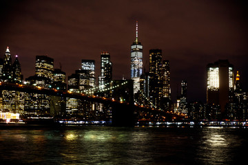 Brooklyn Bridge and Manhattan Skyline At Night