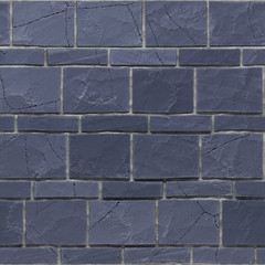 Seamless exture of navy blue grunge brickwall. 3d render