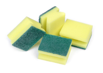 Group of new dishwashing sponges