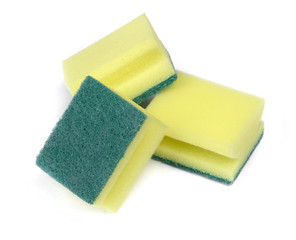 Group of new dishwashing sponges