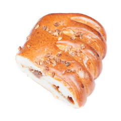 Fresh baked bun with crushed walnut