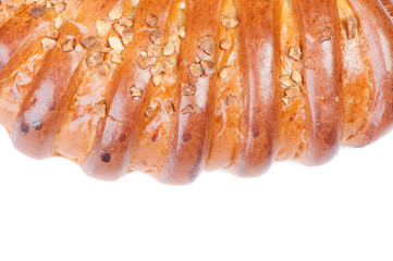 Fresh baked bun with crushed walnut