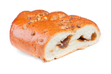 Fresh baked bun with crushed walnut