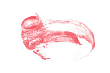 pink coral paint brush spots on white background