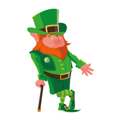 saint patrick lemprechaun with cane character
