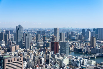 春の東京ベイエリアの風景　汐留から望む東京ベイエリア