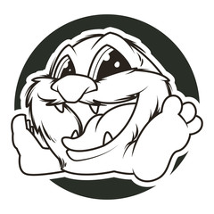 Obraz premium funny monster black and white vector illustration