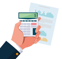 hand with calculator math