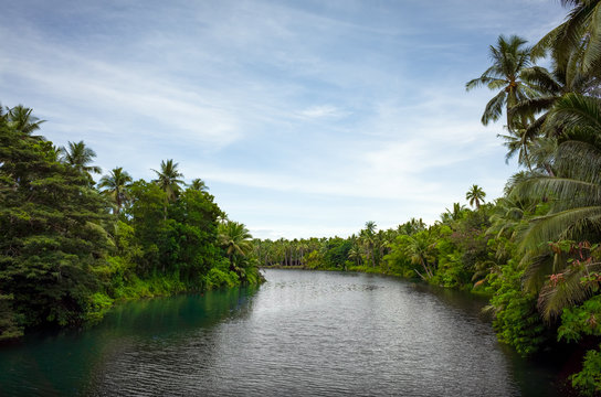 Tropical Subangdaku River landscape in Sogod, Leyte - Philippines