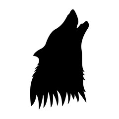 Fototapeta premium Wolf head black on white background, vector