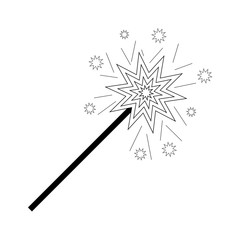 Black sparkler on a white background, vector