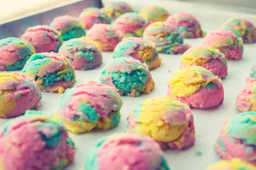 Homemade rainbow or pastel cookie.