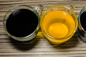 cups with colored water for easter