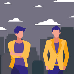 men walking in the city