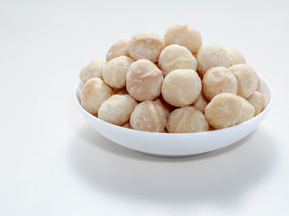 Snack nut food in a white bowl