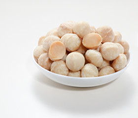 Snack nut food in a white bowl