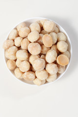 Snack nut food in a white bowl