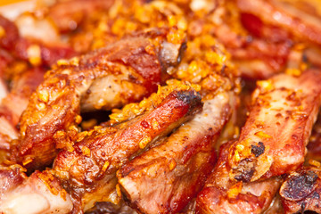 Spicy hot grilled spare ribs from a summer BBQ