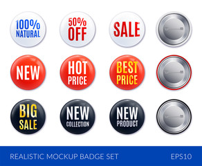 Realistic Badge Sticker Icon Set