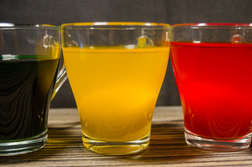 cups with colored water for easter