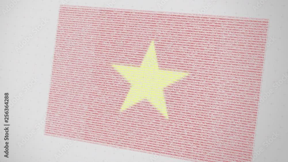Poster falling numbers make up flag of vietnam. national information technology it related 3d animation